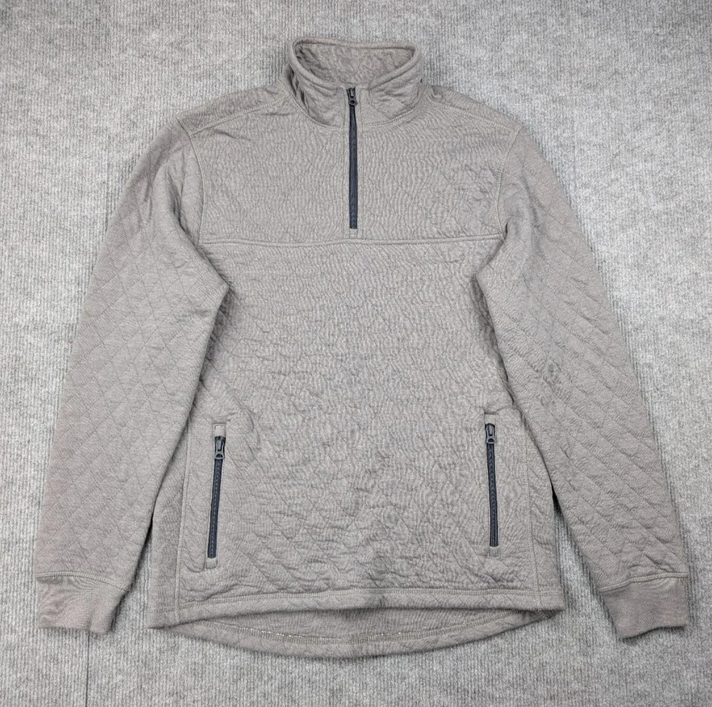 J Crew Oarsman 1/4 Zip Mens Medium Quilted Pullover Minimal Outdoors Preppy Gray